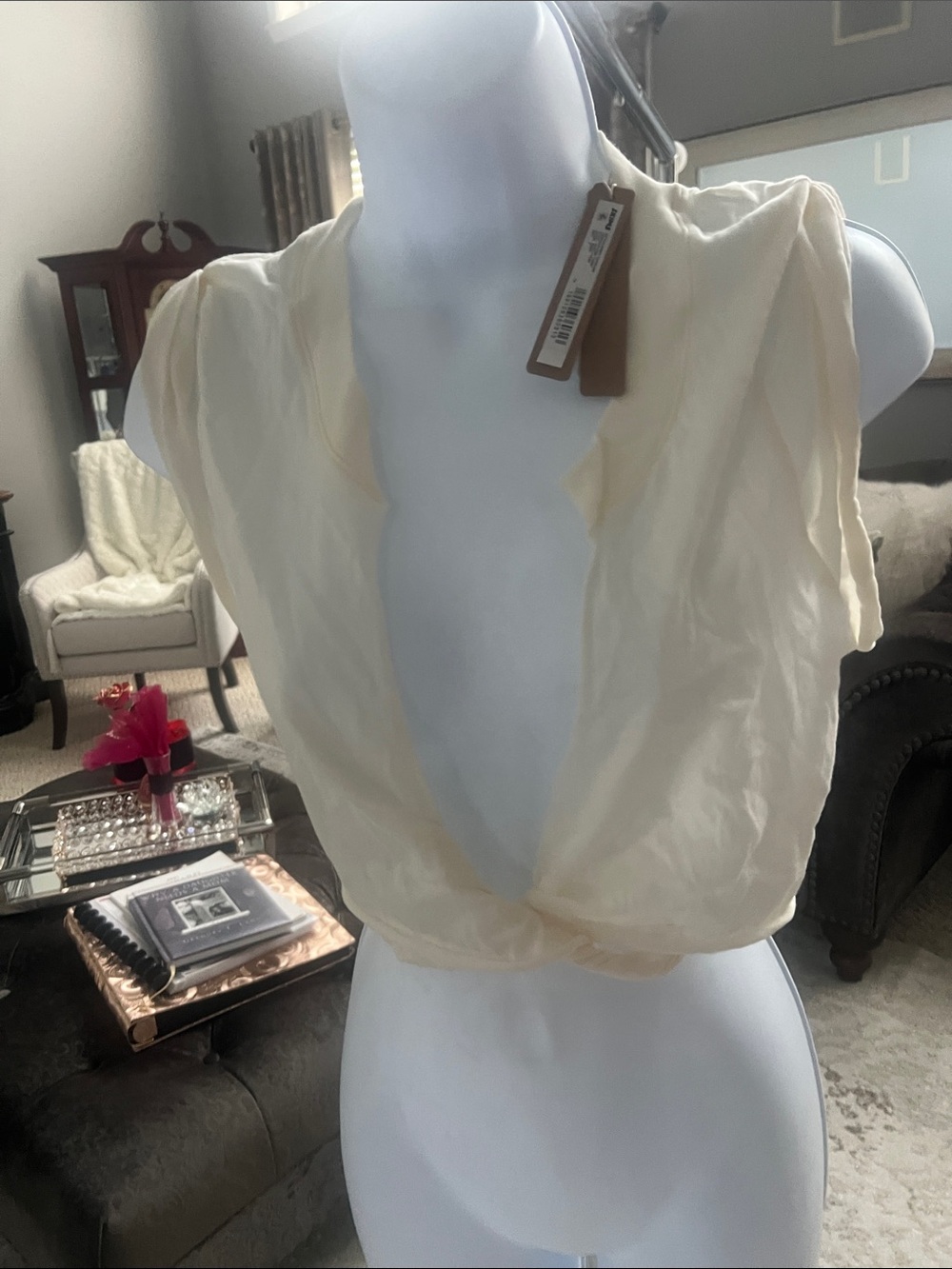 Skims cotton jersey coverup twisted plunge Tshirt